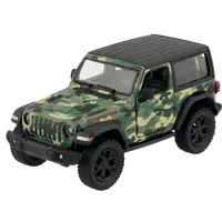 Masinuta die-cast Jeep Wrangler 2018, scara 1:34, cu functie pull-back, 12.5 cm lungime, cu capota, verde