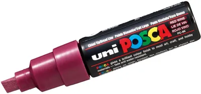 Marker permanent cu un varf tesit Uni Posca - PC-8K, 8 mm, vin rosu