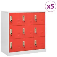 Gossi dulapuri vestiar 5 buc. gri deschis si rosu 90x45x92,5 cm otel