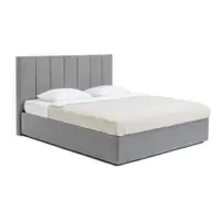 Pat matrimonial gri tapițat cu spațiu de depozitare cu somieră 180x200 cm Thessa Bold Line – Bonami Selection