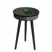 Masă inteligentă cu Bluetooth 5.0, sistem audio 20W și încărcare wireless – Neagra, design modern cu MDF și lemn de stejar