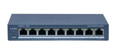 Switch 8 porturi POE Hikvision DS-3E1309P-EI(B), Smart Managed, 8 × 10/100M PoE ports,1 × Gigabit RJ45 port, PoE power budget 11