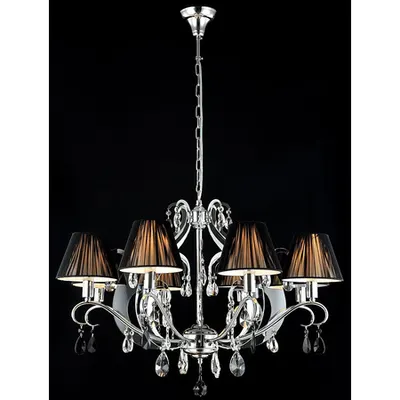 Candelabru Modern Mina,8 becuri dulie E14, 230V,D.80cm, H.56 cm,Nichel