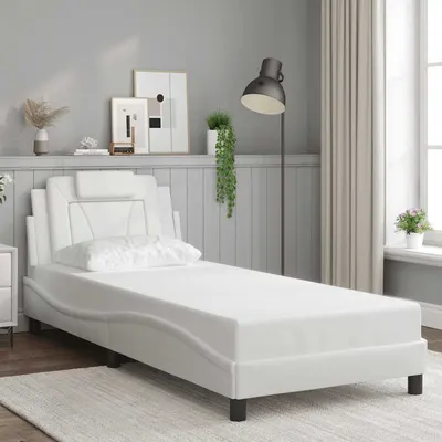 vidaXL Cadru de pat, Viana, fără saltea, alb, 90x190 cm, piele ecologică