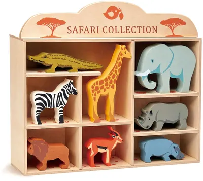 Set de figurine din lemn Tender Leaf Toys - Animale sălbatice în stand