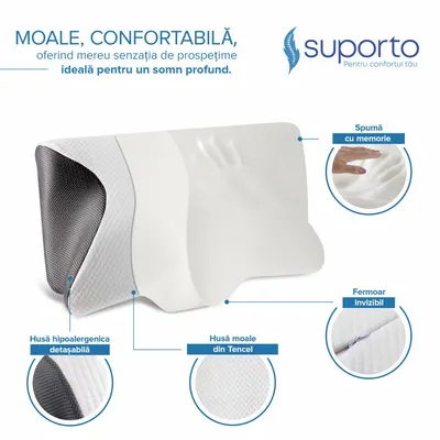 Set 2 perne pentru dormit Suporto perna ortopedica pentru cervicala si perna pentru genunchi