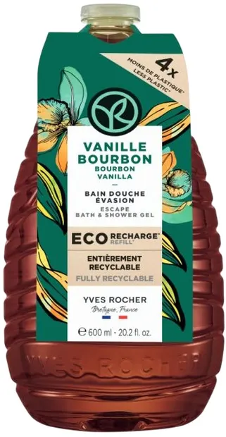Yves Rocher Bain Nature Gel de duș, vanilie, umplutură, 600 ml