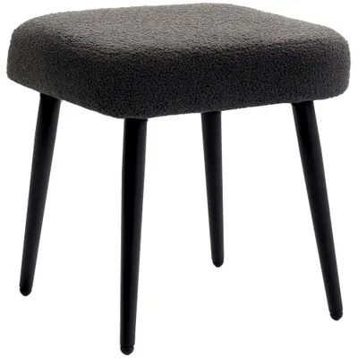 HOMCOM Taburet, suport pentru picioare, scaun captusit, aspect casmir, picioare din otel, 42 x 42 x 47 cm, Gri inchis | Aosom Romania