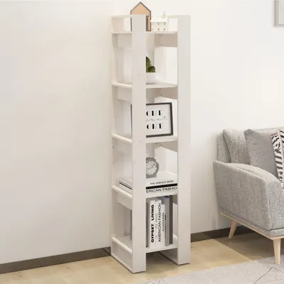 vidaXL Bibliotecă/Separator cameră, alb, 41x35x160 cm, lemn masiv pin