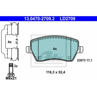 Set placute frana, frana disc ATE 13.0470-2709.2