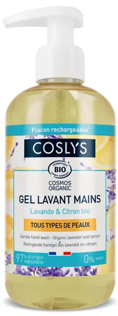 Gel bio pentru spalare pe maini fara sapun, cu extract de lamaie si lavanda, 300ml, Coslys