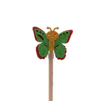Creion figurină Fluture rosu aripi verzi 22cm