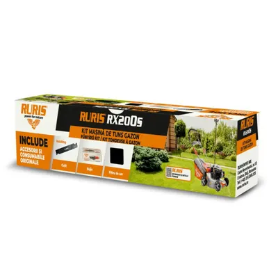 Kit Masina de Tuns Iarba RURIS RX 200s, Cutit Functie Mulching, Filtru Aer, Bujie, kit Surub