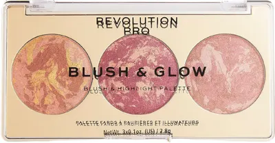 Revolution Pro Paletă trio de fard de obraz și iluminator Blush &amp; Glow Cranberry, 3 buc