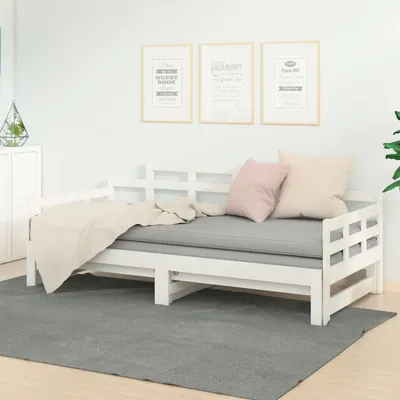 vidaXL Pat extensibil de zi, alb, 2x(80x200) cm, lemn masiv de pin