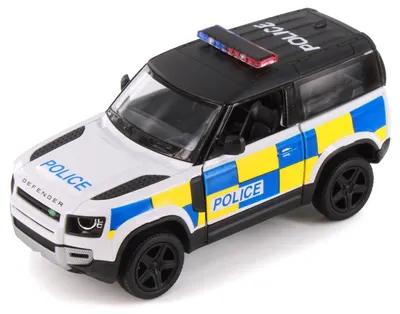 Mașinuță metalică Kinsmart Police Edition - Land Rover Defender 90, 1:36