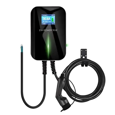 Statie de incarcare EV Monofazata 7KW cu Bluetooth, Cablu 5m, LCD, Protecție RCD Tip A + Filtru DC 6mA