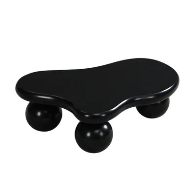 Masă de cafea în stil de nor, cu iluminare LED și design cu picioare rotunde, 95x62,5x32 cm, Negru