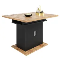 Masă extensibilă de sufragerie cu 3 niveluri de depozitare, 110-140×70×76 cm, Negru