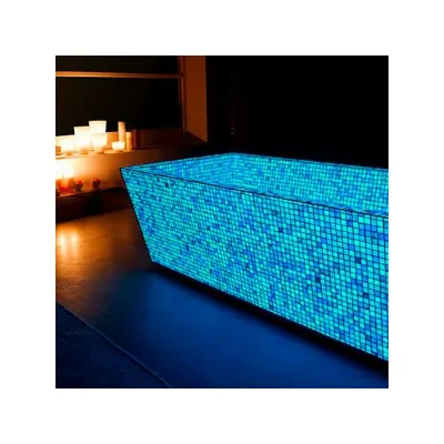 Mozaic fosforescent care lumineaza aqua, 30x30 cm, decoratiune glow
