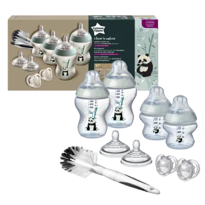 Kit biberoane nou-nascut Tommee Tippee Closer to Nature, 0 luni +, Ursuleti Panda