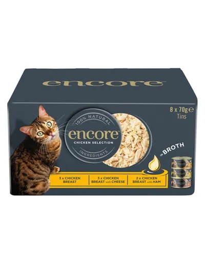 ENCORE Cat Chicken Selection in Broth mix arome pui în bulion 8×70 g