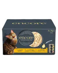 ENCORE Cat Chicken Selection in Broth mix arome pui în bulion 8×70 g