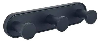 Agățătoare de perete triplă Inter Ceramic - Lusso, 17.2 x 4.15 x 5 cm, Black Matt