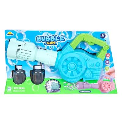 Pistol de facut baloane cu lumini si sunete, Bubble Gun, 256 ml, Albastru