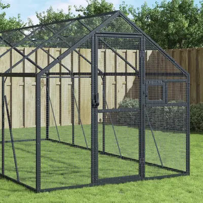 vidaXL Volieră de păsări, antracit, 1,79x10x1,85 m, aluminiu