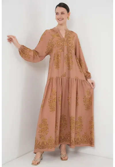 Rochie maxi dama HiCCUP cu imprimeu - Galben