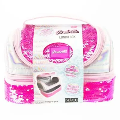 Lunch box Girabrilla , cutie termica matlasata cu paiete reversibile si interior impermeabil