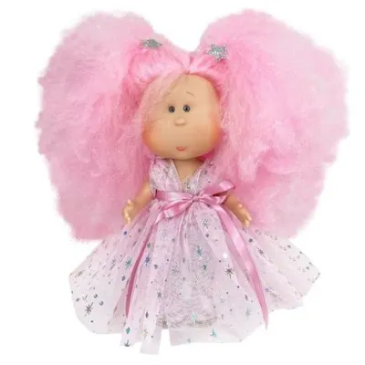 Papusa Nines D Onil, Mia Candy, cu parul roz, cu articulatii, cu miros de vanilie, 30 cm