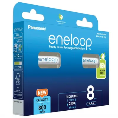 Eneloop Acumulatori Ni-Mh 1.2V AAA R3 800mAh BK-4MCDE/8BE B8