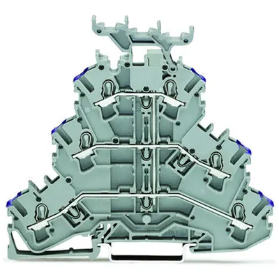 Triple-deck terminal block; 6-conductor through terminal block; L; with marker carrier; suitable for Ex e II applications; internal commoning; conductor entry with violet marking; for DIN-rail 35 x 15 and 35 x 7.5; 2.5 mm²; Push-in CAGE CLAMP®; 2,50 mm²