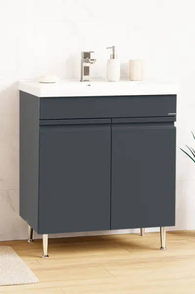 Set Baza front MDF si Lavoar seria 786, montat, 70 cm, antracit