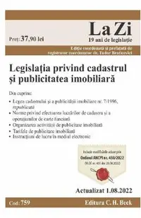 Legislatia privind cadastrul si publicitatea imobiliara Act.1 august 2022