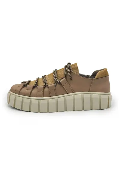 Pantofi de piele si piele intoarsa - Bej