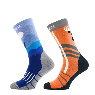Șosete schi și snowboard SINNER Kids Socks Wildlife, Portocaliu/Albastru, Copii
