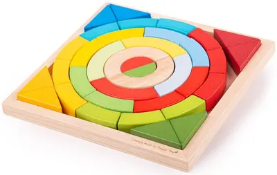Set de joacă Bigjigs - Arcuri și triunghiuri senzoriale colorate