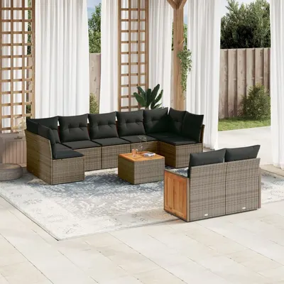 Gossi set mobilier de gradina cu perne, 10 piese, gri, poliratan