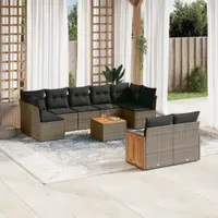 Gossi set mobilier de gradina cu perne, 10 piese, gri, poliratan