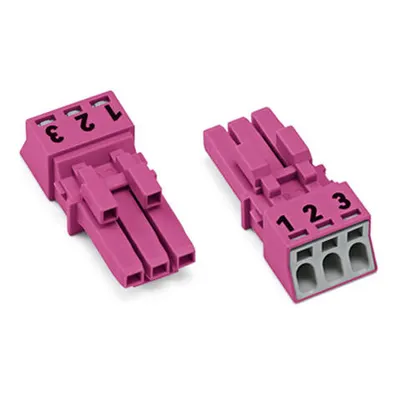 Socket; 3-pole; Cod. B; 1,50 mm²; pink