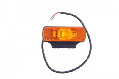 Lumini clarificare stanga dreapta, portocaliu, LED, inaltime 44mm; latime 122mm; adancime 19mm, suprafata, lungime cablu 500mm, cu cuier, 12 24V (cu functie de semnalizator lateral; cu reflector)
