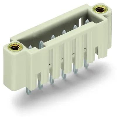 THT male header; 1.0 x 1.0 mm solder pin; straight; 100% protected against mismating; Threaded flange; Pin spacing 3.5 mm; 11-pole; light gray