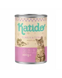 KATIDO Adult Cat Turkey and Tuna 400 g curcan și ton cu ulei de somon conservă pisici