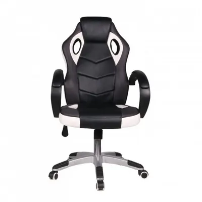 Scaun ergonomic de birou Novokids Gamer Pro Alb cu Negru, rotatie 360 grade, inaltime reglabila 117-127 cm, latime 60 cm, greutate admisa 120 kg