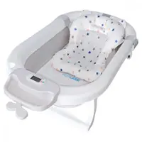 Cadita pliabila KidsCare Gri cu suport metalic, termometru, perna reductor, jucarii, protectie cap, cana pliabila