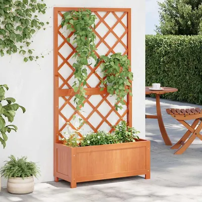 vidaXL Jardinieră cu spalier, maro, 70x30x135 cm, lemn masiv brad