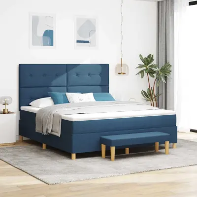 vidaXL Pat cu arcuri cu pernă albastru 200 x 180 cm țesătură